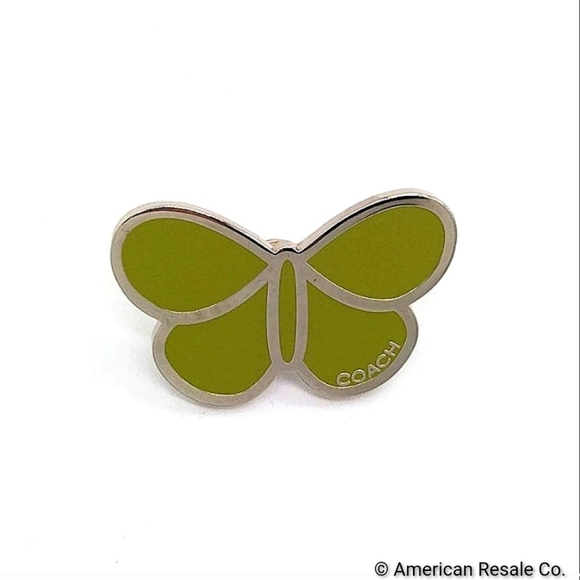 Vintage COACH Green Enamel Butterfly Lapel Pin Brooch Purse Backpack Pin Charm - Picture 2 of 6